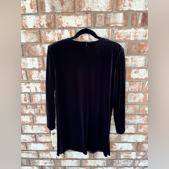 HILLARD & HANSON VINTAGE 1990’S BLACK VELVET TUNIC TOP WITH SILVER METAL CLASPS - Picture 9 of 14